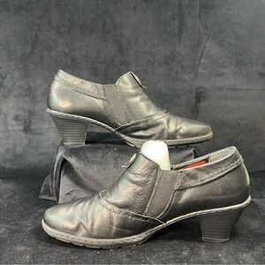 Rieker Ankle Boots Heels Faux Fold Over Women’s Sz 10 EU 41 Black Bootie Zip